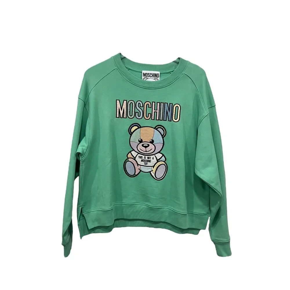 Moschino Couture Sweatshirt Pullover US 8 100% Organic Cotton Green Teddy Bear - Picture 4 of 8